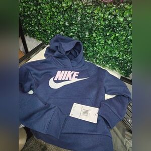 Nike Blue Hoodie with Pink Logo Size 6